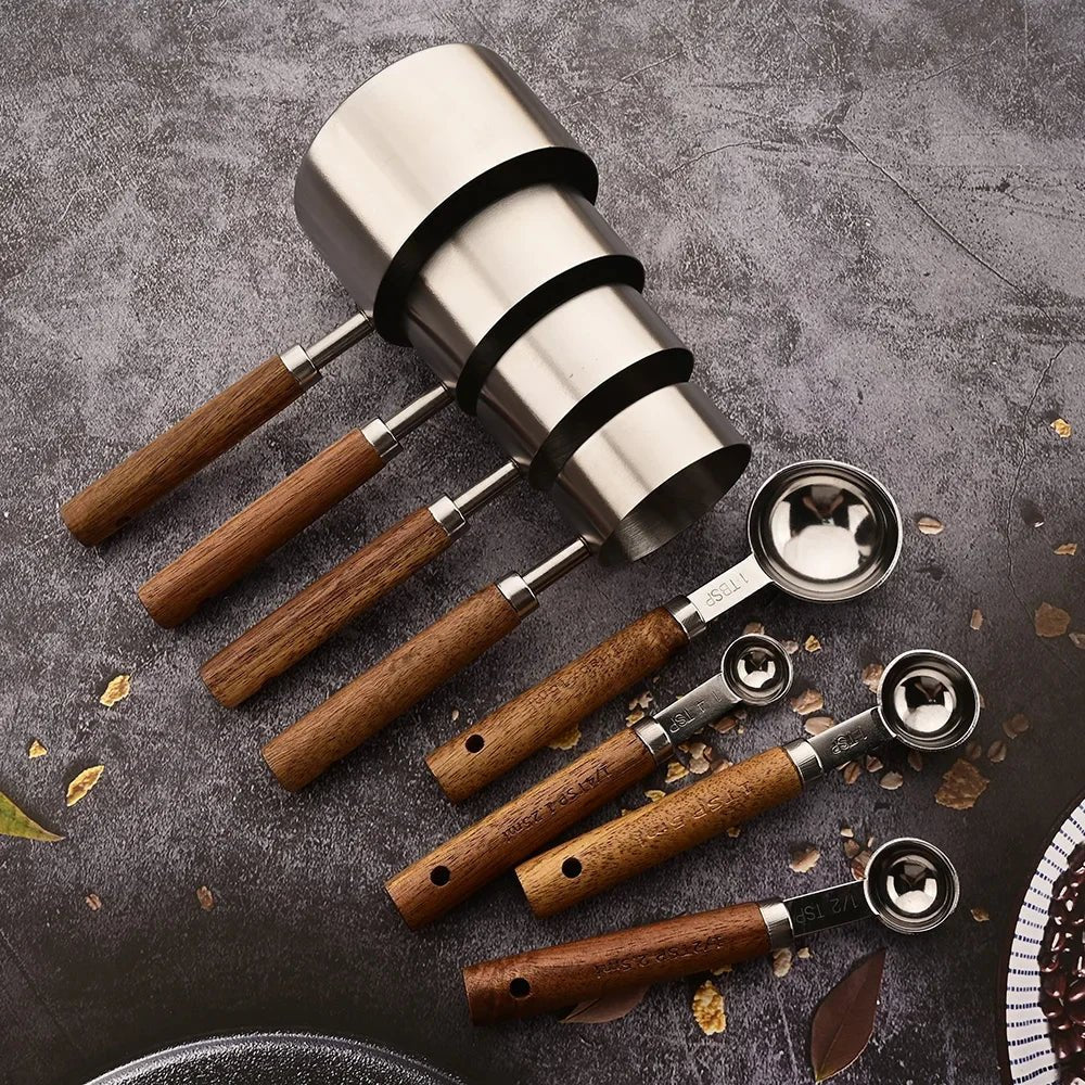 TimberCraft Luxe Measuring Cup Set with Stainless Precision - All Around Casa