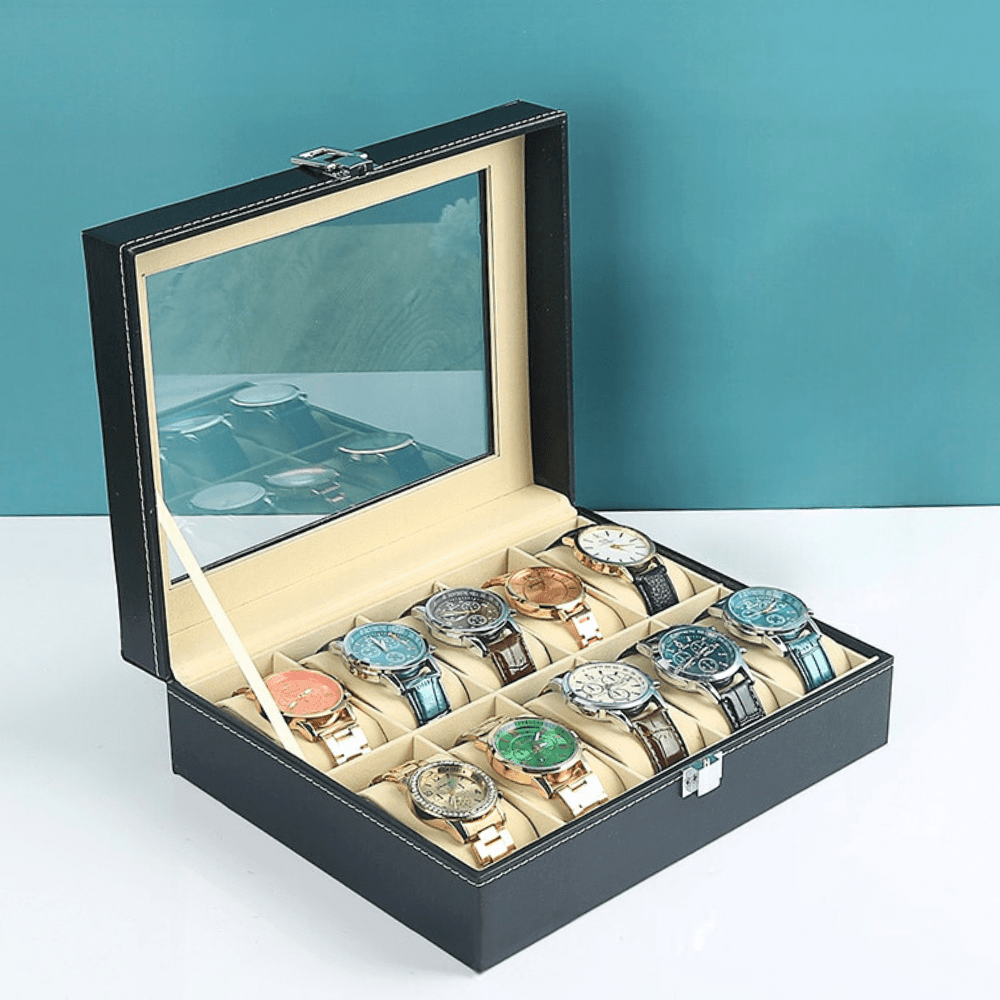 TimeHaven Luxe Leather Watch Case for Elegant Display & Protection - All Around Casa