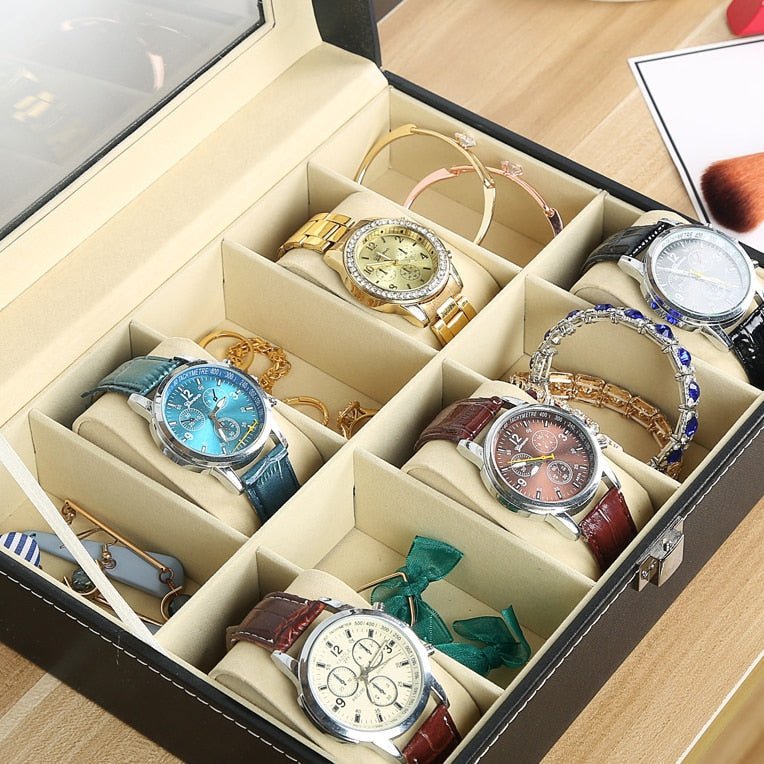 TimeHaven Luxe Leather Watch Case for Elegant Display & Protection - All Around Casa