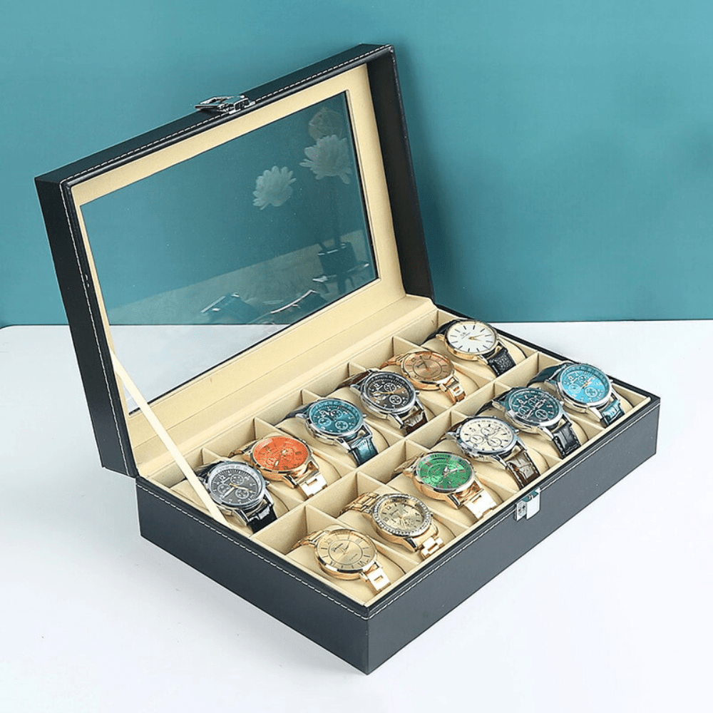 TimeHaven Luxe Leather Watch Case for Elegant Display & Protection - All Around Casa