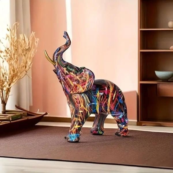 UrbanMuse Vibrant Graffiti Elephant Sculpture for Modern Interiors - All Around Casa