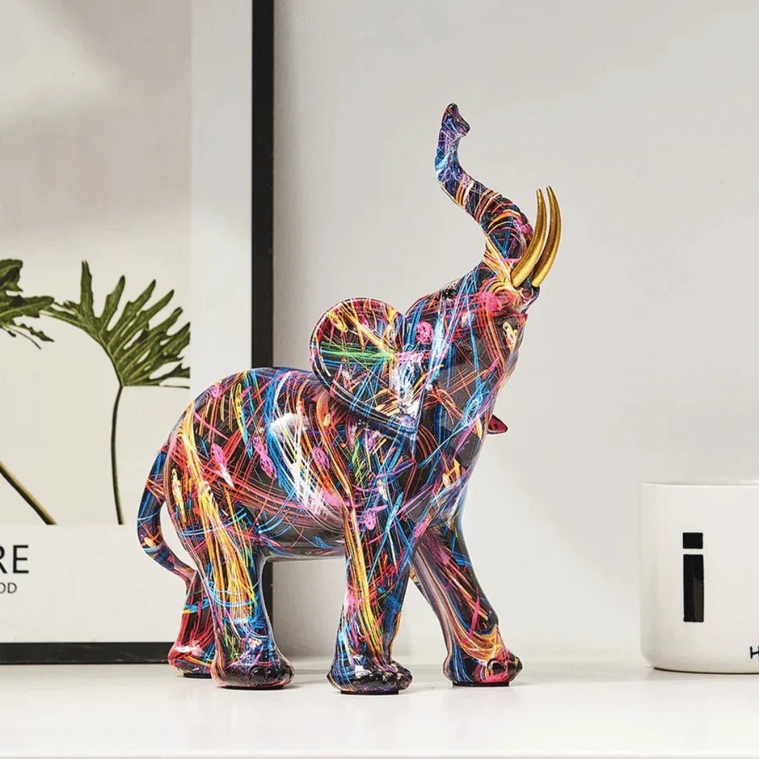 UrbanMuse Vibrant Graffiti Elephant Sculpture for Modern Interiors - All Around Casa