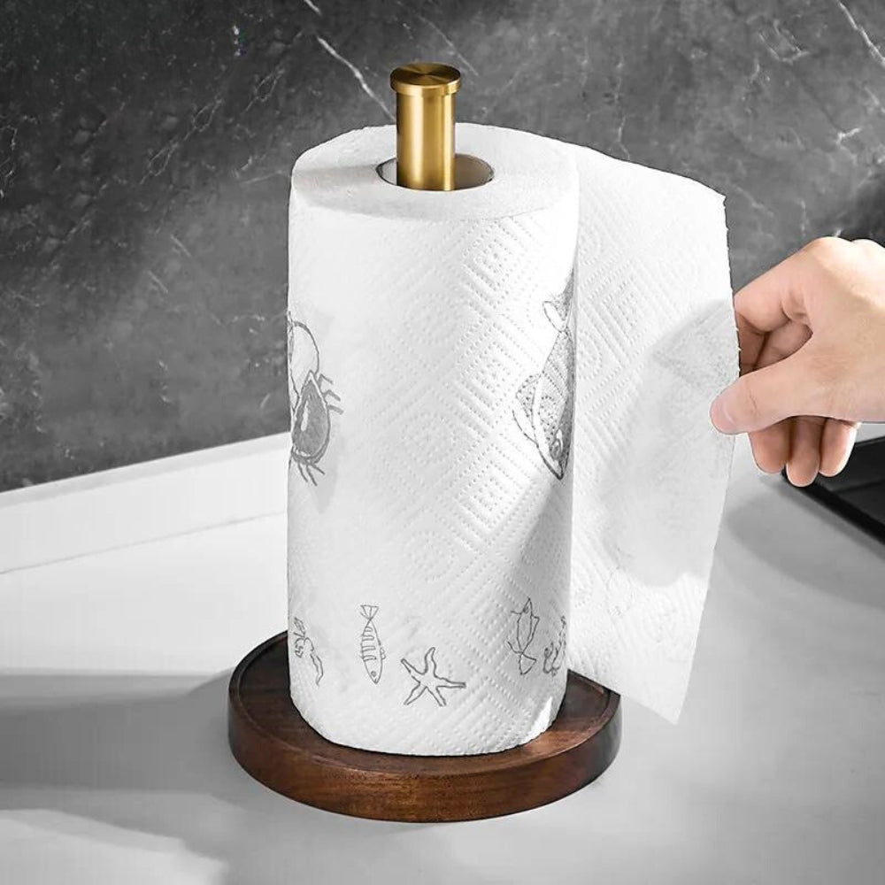Walden Luxe Walnut Paper Towel Holder – Elegant Countertop Organizer for Modern Kitchens - All Around Casa