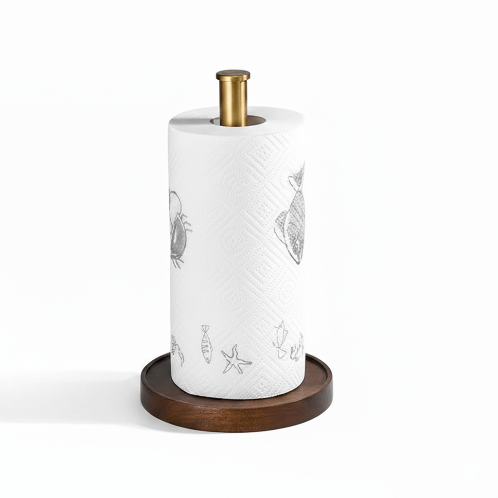 Walden Luxe Walnut Paper Towel Holder – Elegant Countertop Organizer for Modern Kitchens - All Around Casa
