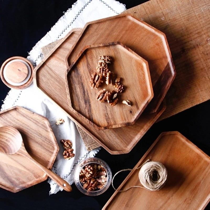 Acaevo Elegant Geometry Wood Plate for Modern Dining Charm - All Around Casa