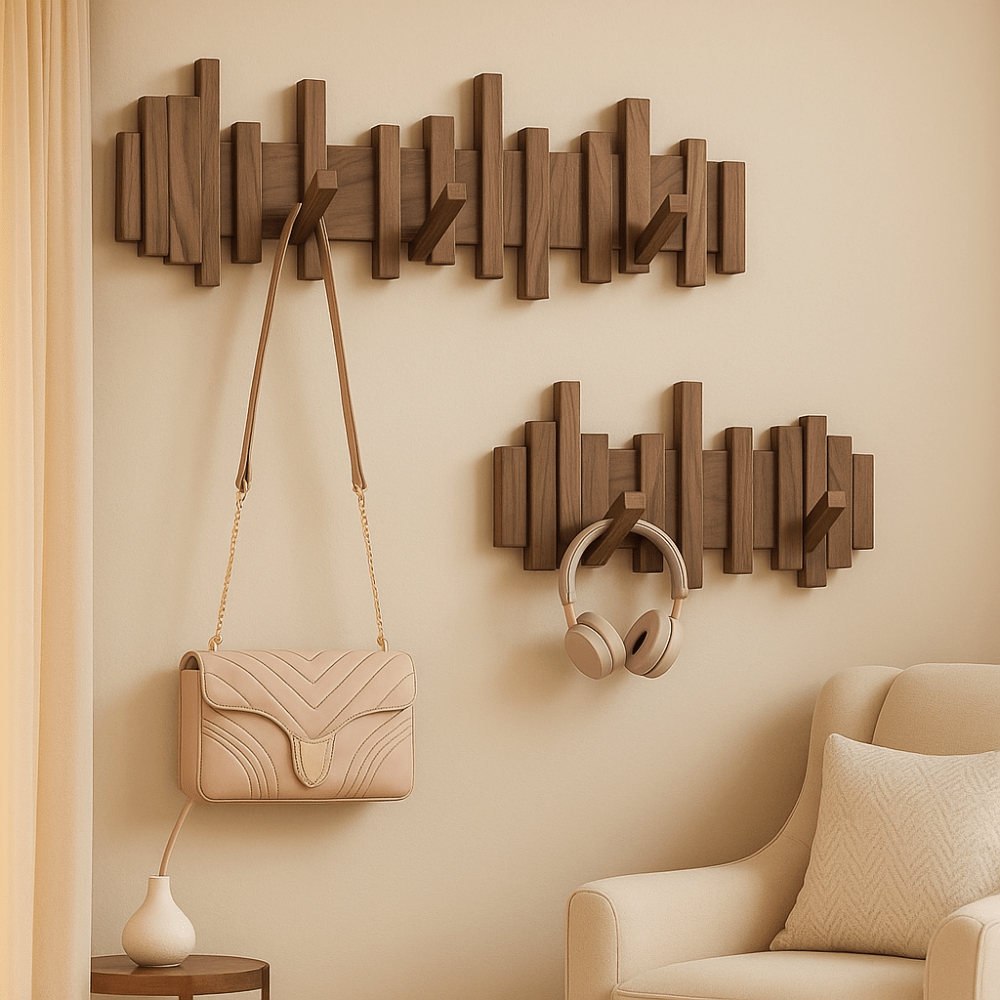 AeroForm Luxe Wall Coat Rack – Sleek Wooden Storage with Modern Flip Hooks for Refined Entryways - All Around Casa