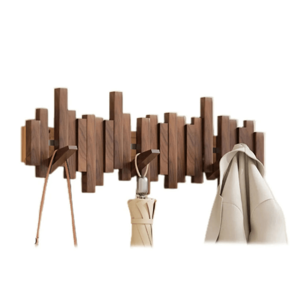 AeroForm Luxe Wall Coat Rack – Sleek Wooden Storage with Modern Flip Hooks for Refined Entryways - All Around Casa