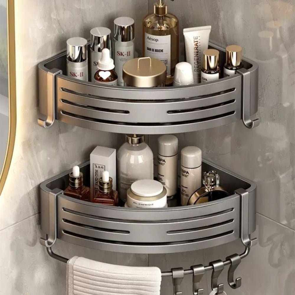 AeroForm SleekSpace Aluminum Corner Shower Caddy – Modern Storage Elegance for Refined Bathrooms - All Around Casa