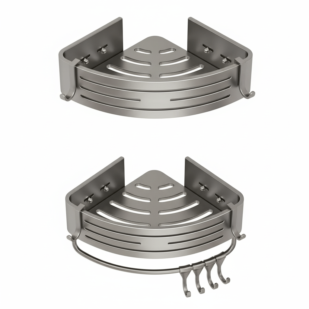AeroForm SleekSpace Aluminum Corner Shower Caddy – Modern Storage Elegance for Refined Bathrooms - All Around Casa