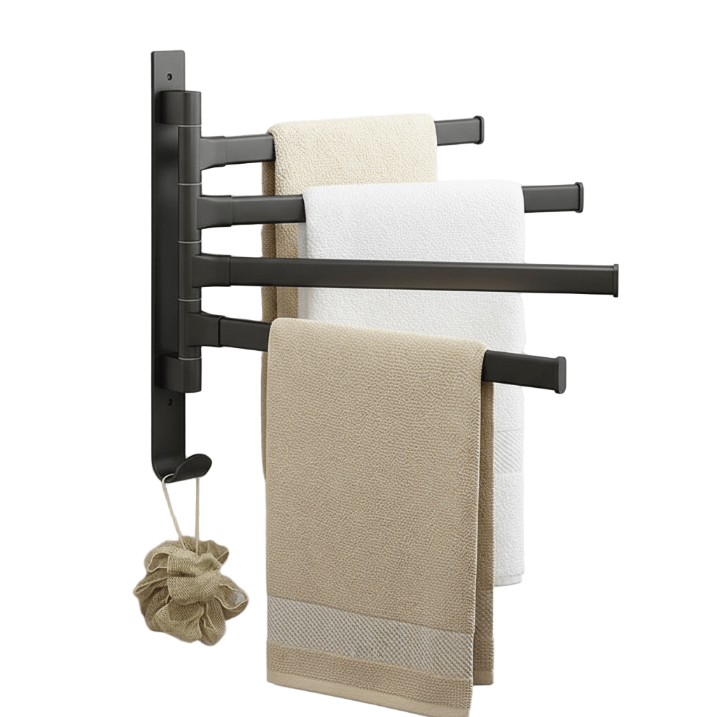 AeroLuxe Elegant Swivel Towel Rack – Space - Saving Bathroom Organizer with Modern Style - All Around Casa