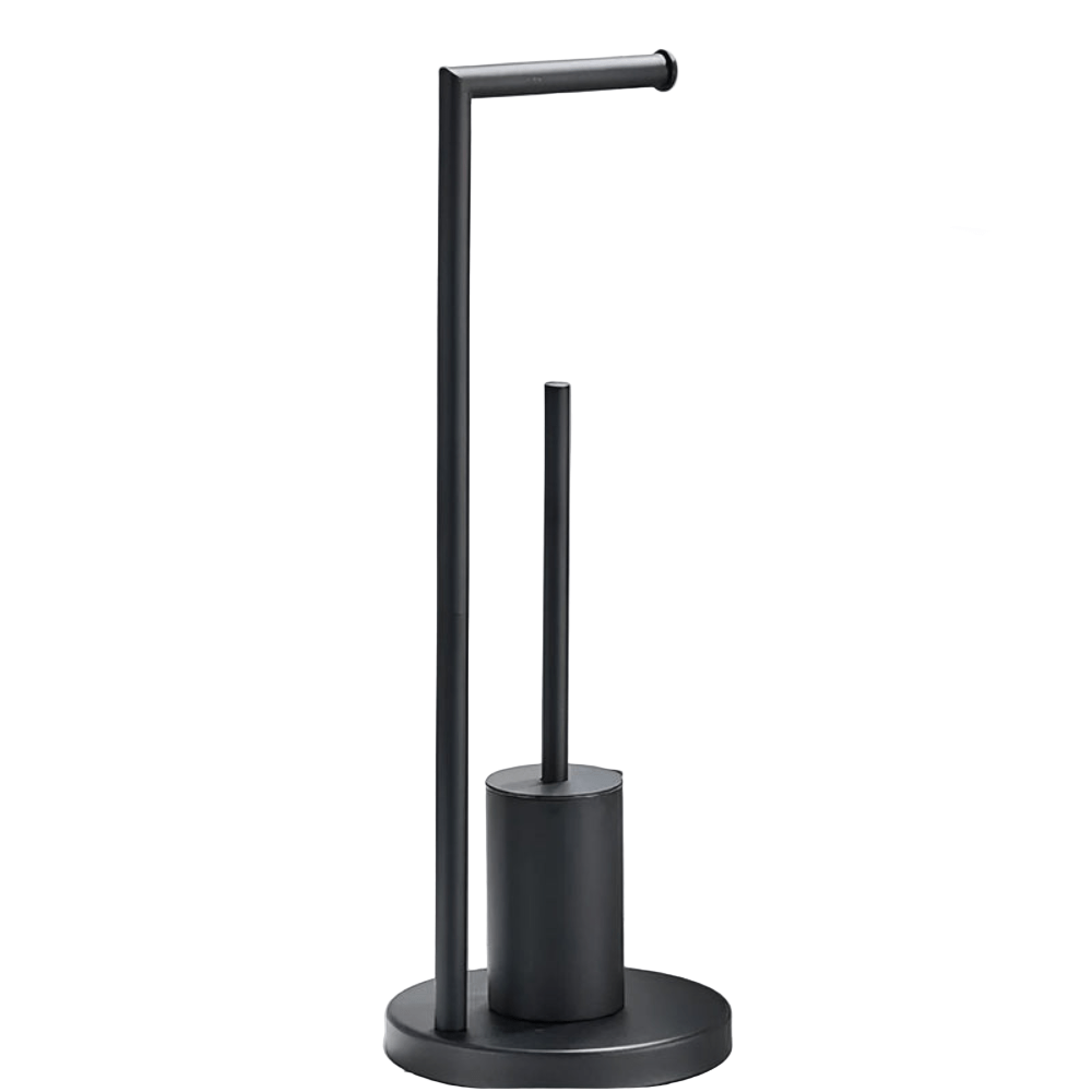 AeroLuxe Sleek Toilet Roll Holder with Brush – Space - Saving Modern Elegance - All Around Casa