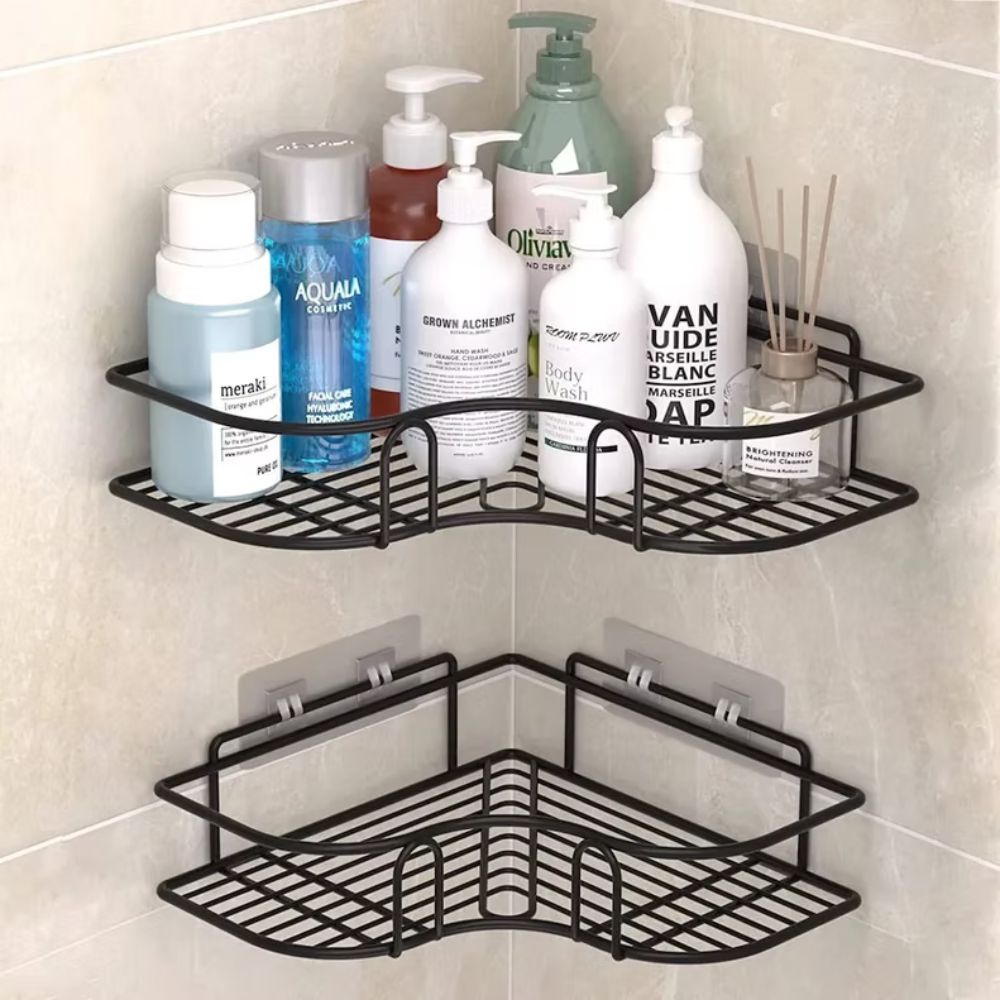 AeroSpace Corner Shower Caddy – Sleek Iron Storage Rack for Organized, Modern Bathrooms - All Around Casa