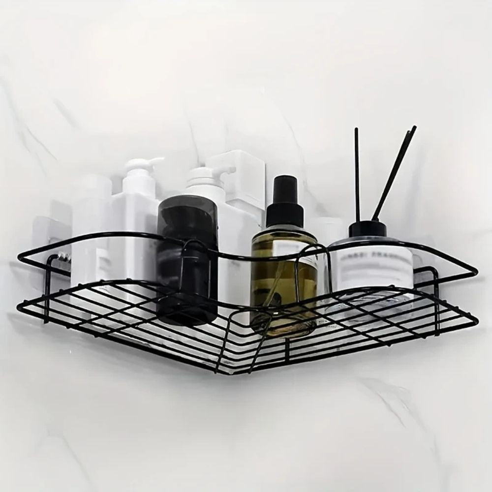 AeroSpace Corner Shower Caddy – Sleek Iron Storage Rack for Organized, Modern Bathrooms - All Around Casa