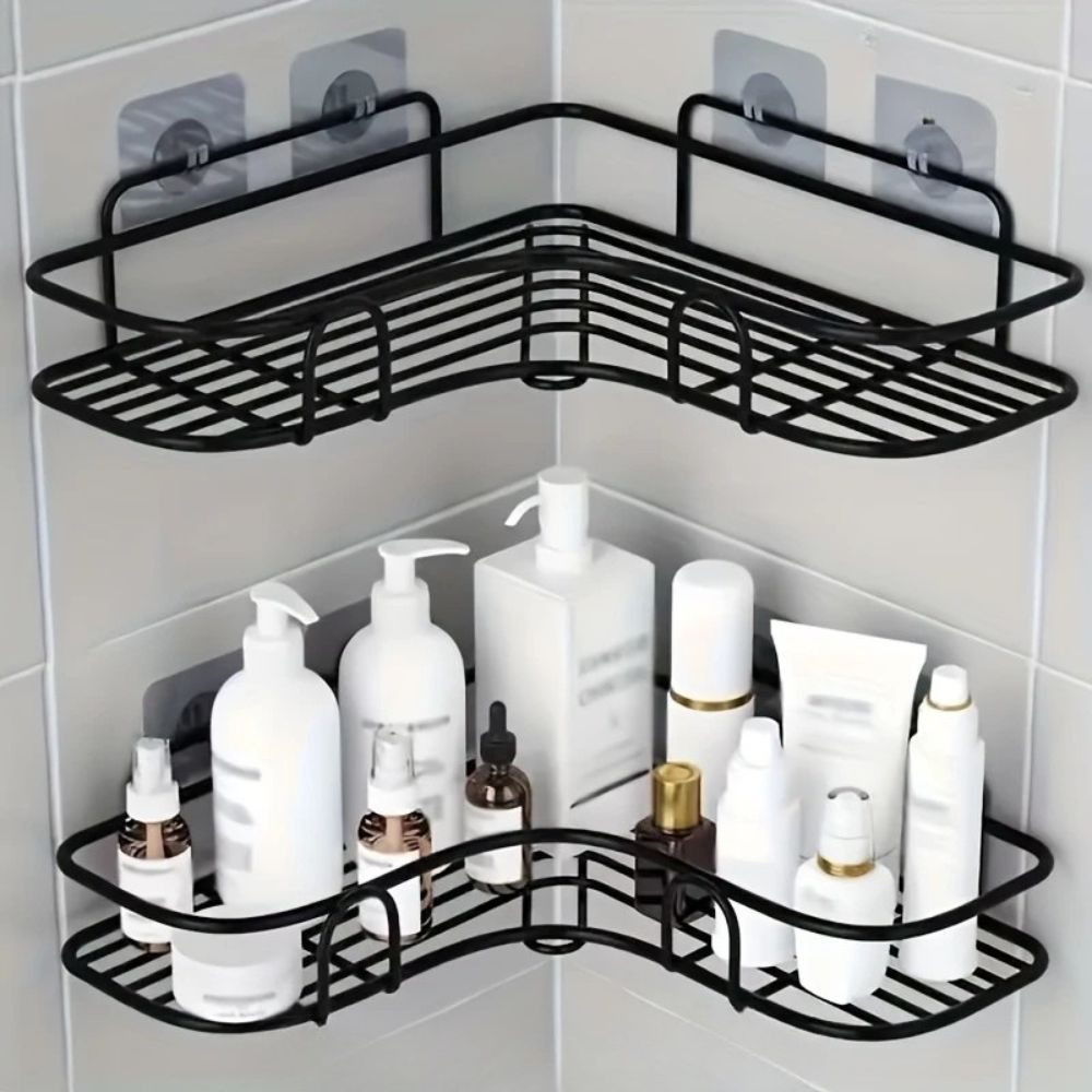 AeroSpace Corner Shower Caddy – Sleek Iron Storage Rack for Organized, Modern Bathrooms - All Around Casa