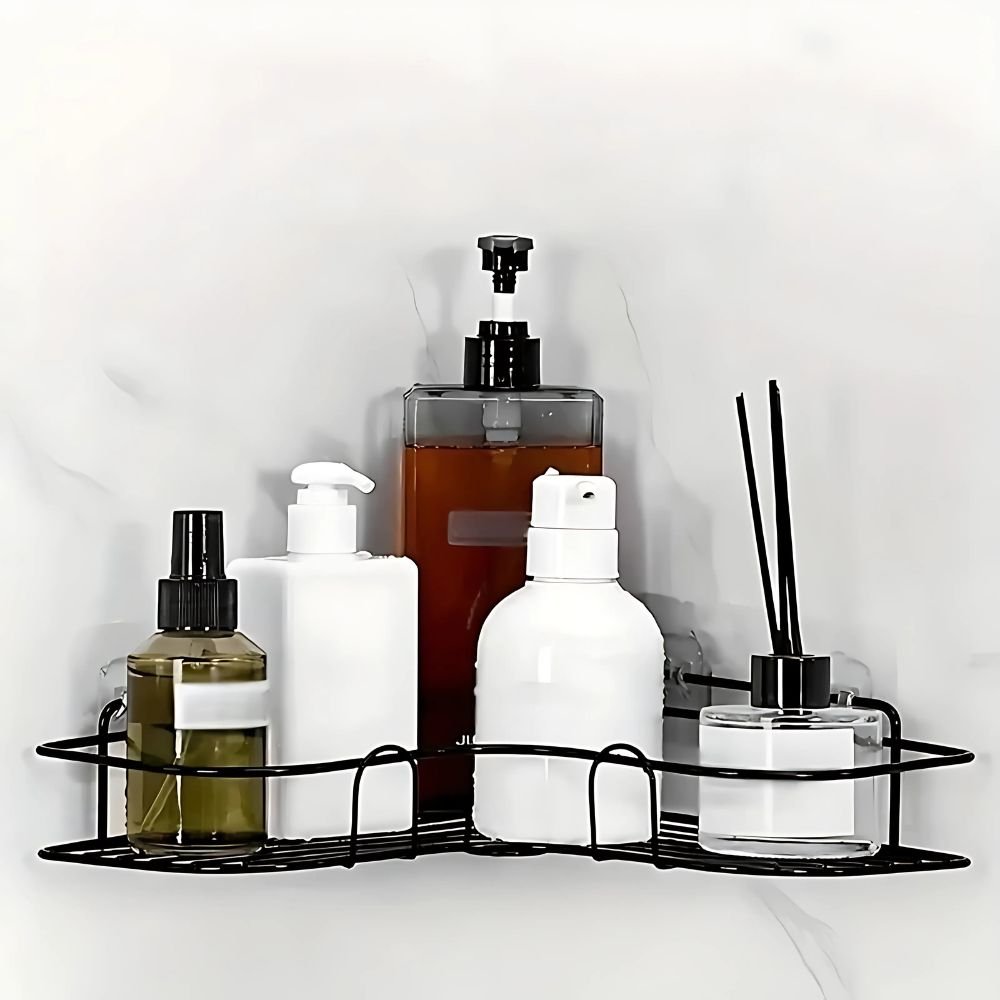 AeroSpace Corner Shower Caddy – Sleek Iron Storage Rack for Organized, Modern Bathrooms - All Around Casa