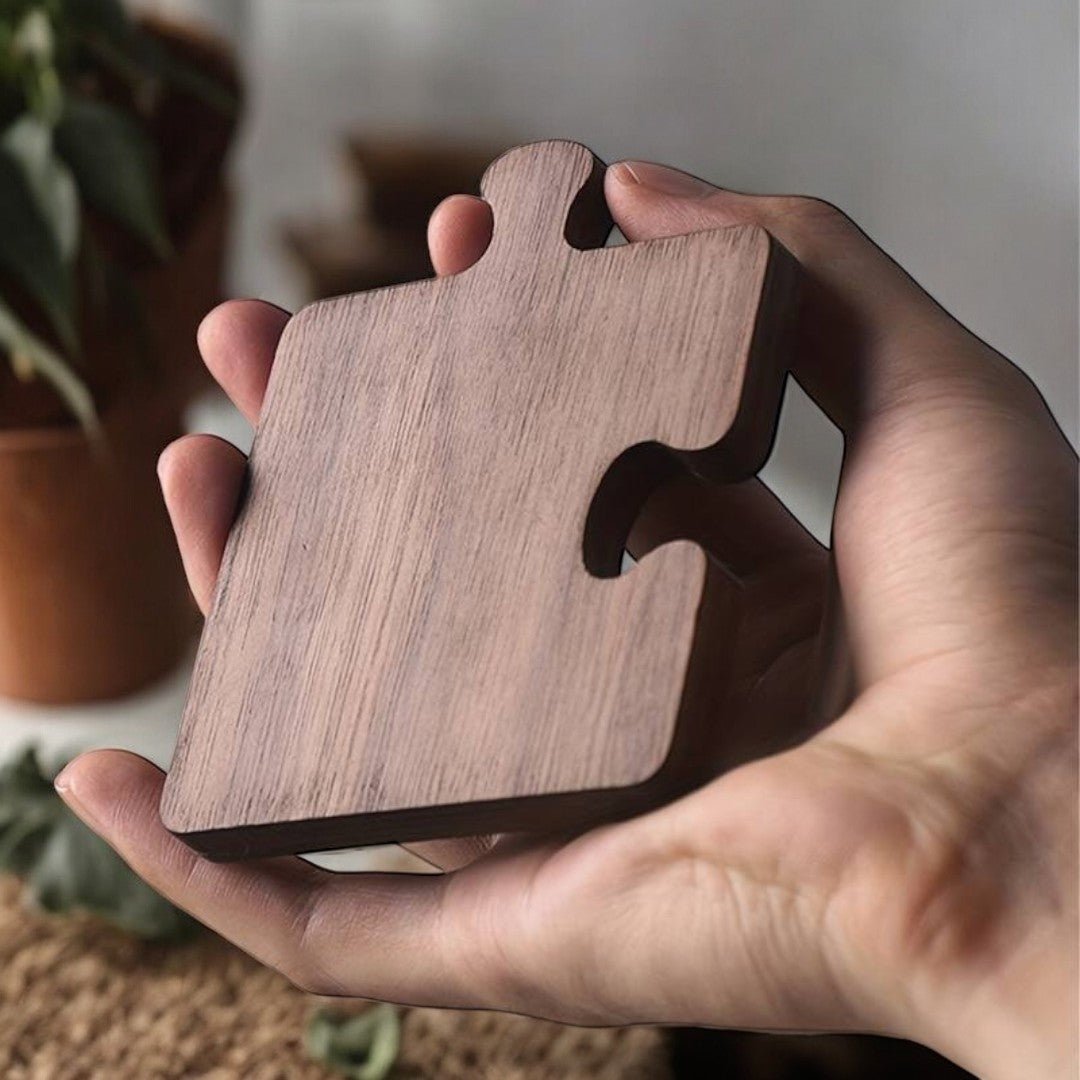 Alderon Walnut Puzzle Coaster Set – Playful Elegance in Handcrafted Wood - All Around Casa