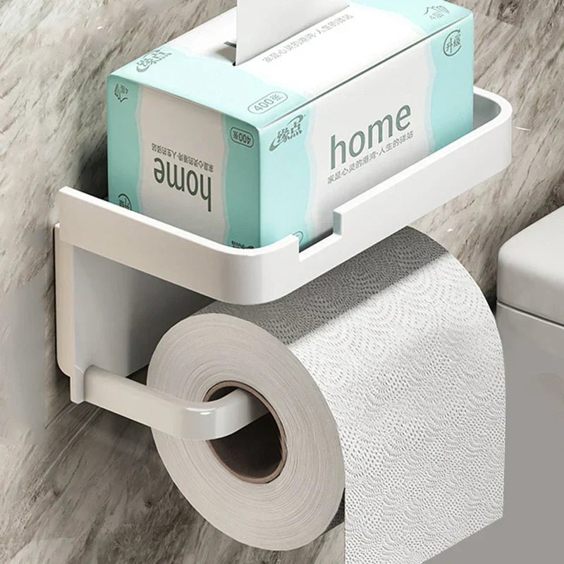 All Around Casa Elegant Wall Toilet Paper Holder with Minimalist Storage Shelf for Modern Bathrooms - All Around Casa