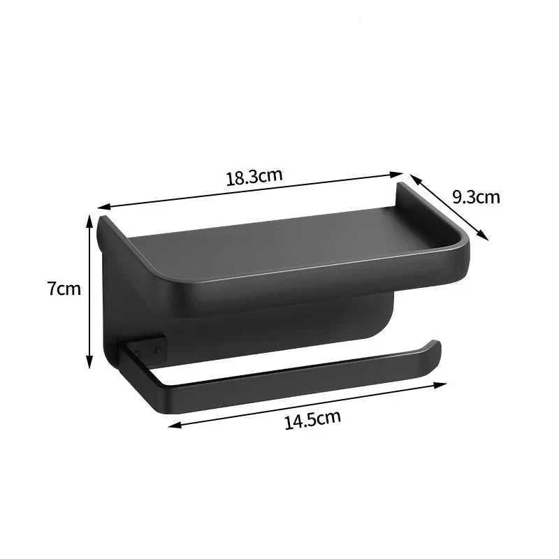 All Around Casa Elegant Wall Toilet Paper Holder with Minimalist Storage Shelf for Modern Bathrooms - All Around Casa