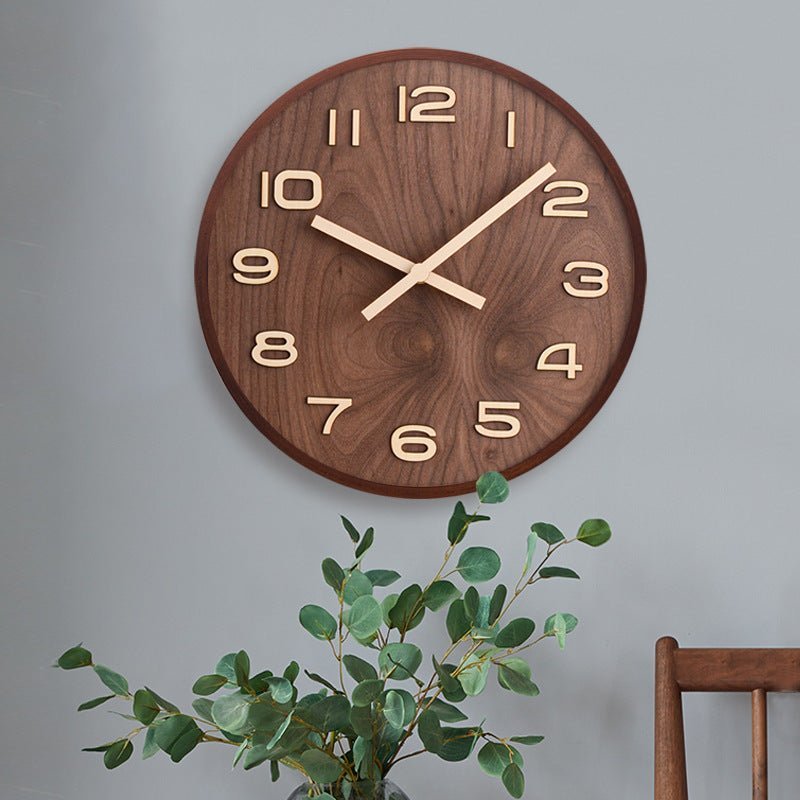 All Around Casa – Walnut Minimalist Wall Clock - All Around Casa