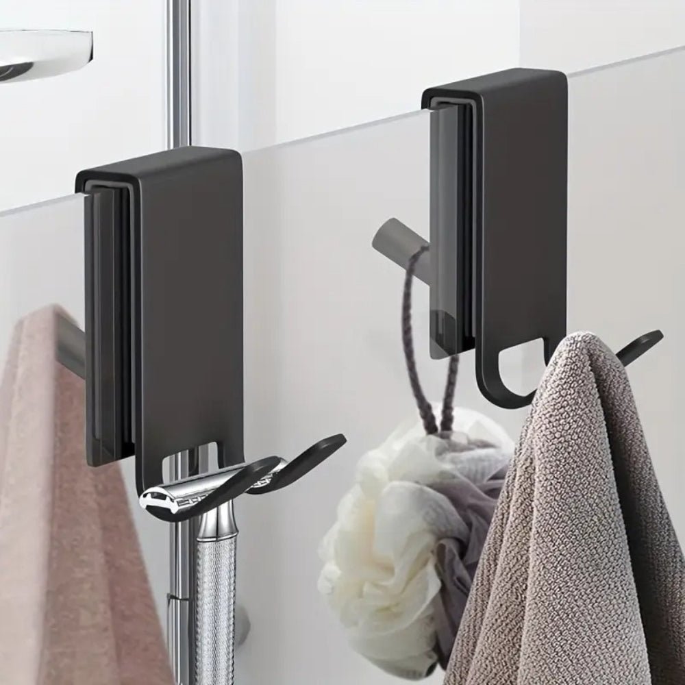AquaLuxe Stainless Glass Door Hooks – Sleek Modern Holders for Towels & Bathroom Essentials - All Around Casa