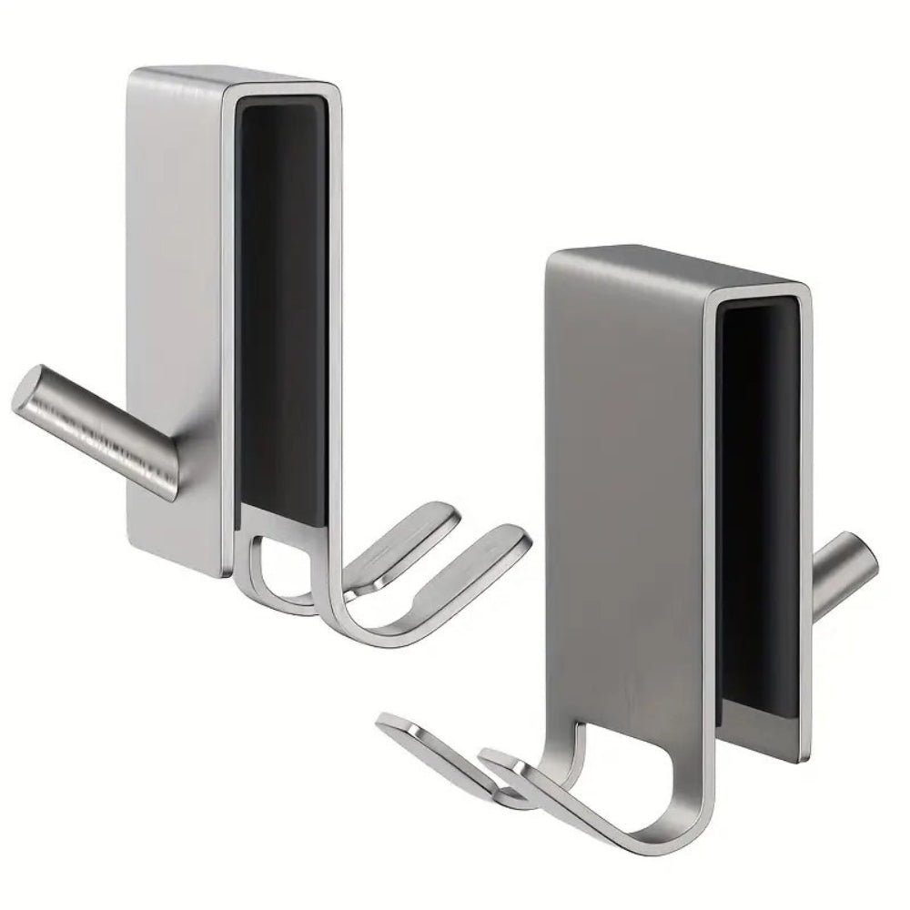AquaLuxe Stainless Glass Door Hooks – Sleek Modern Holders for Towels & Bathroom Essentials - All Around Casa