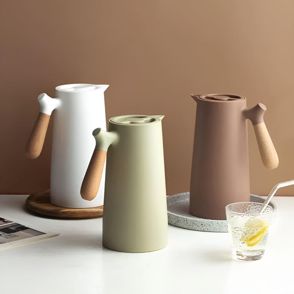 ArcticHaven Elegant Thermal Carafe with Wooden Handle for Sophisticated Serving - All Around Casa