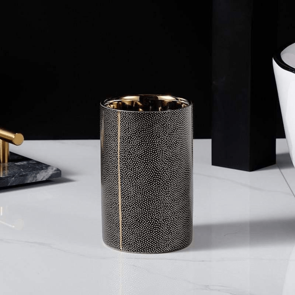 Aurelia Luxe Ceramic Bathroom Set – Elegant Gold - Accent Essentials for a Modern Retreat - All Around Casa