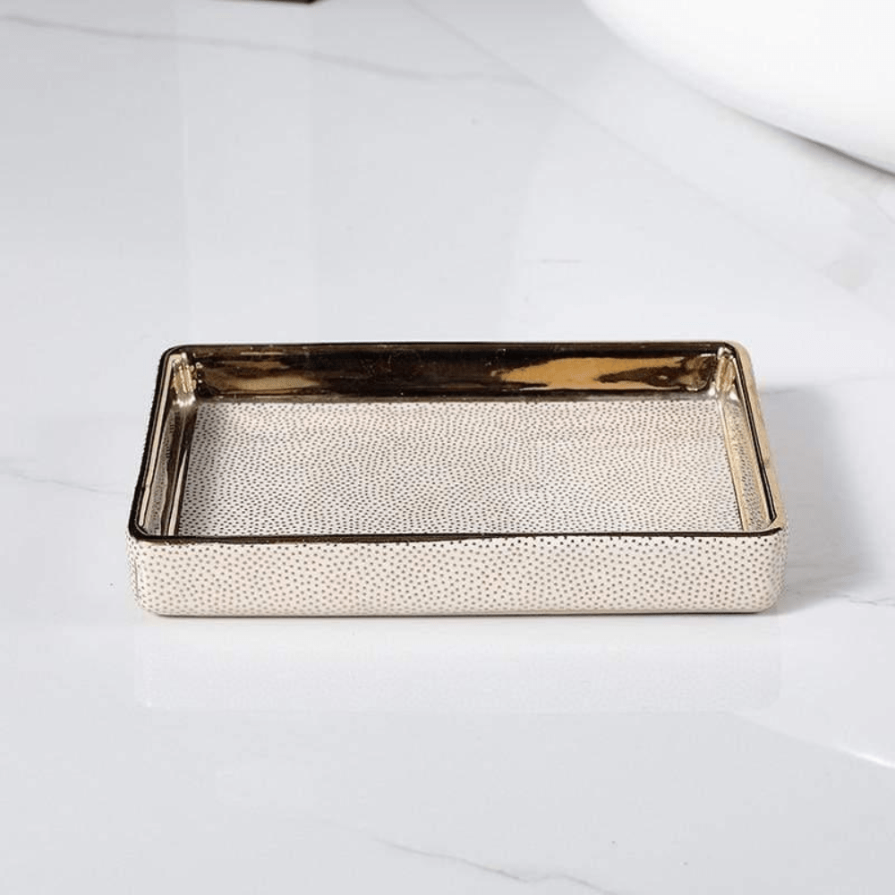 Aurelia Luxe Ceramic Bathroom Set – Elegant Gold - Accent Essentials for a Modern Retreat - All Around Casa