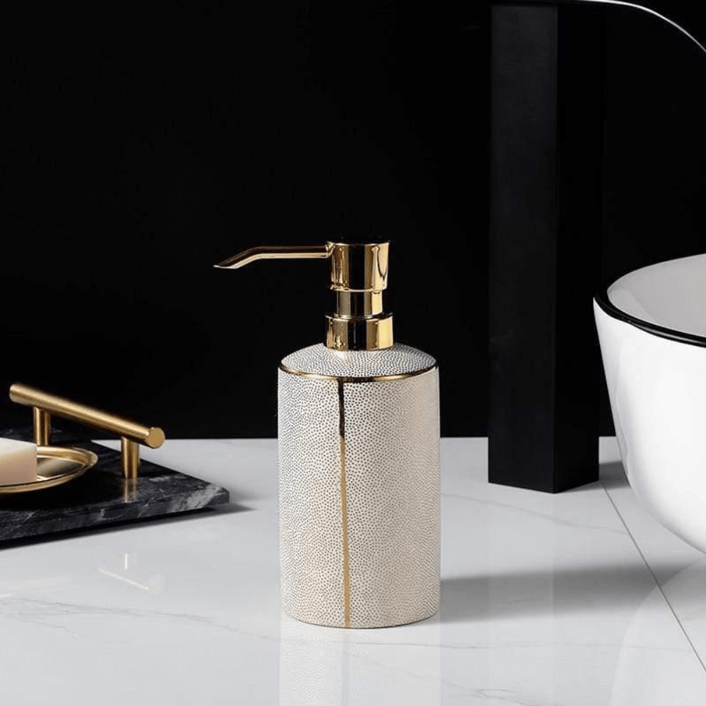Aurelia Luxe Ceramic Bathroom Set – Elegant Gold - Accent Essentials for a Modern Retreat - All Around Casa