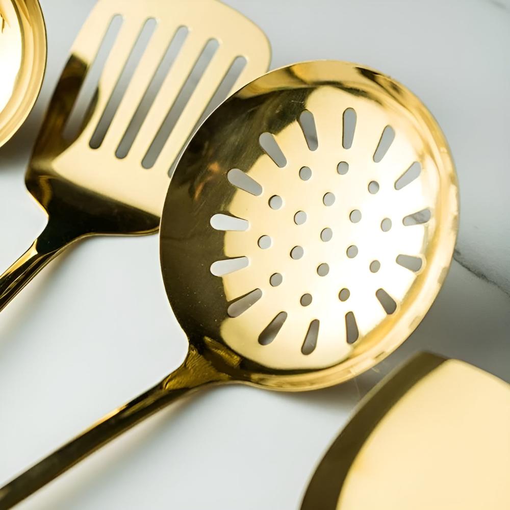 Aurelia Luxe Stainless Steel Utensil Set – Elegant Golden Finish for Modern Kitchens - All Around Casa