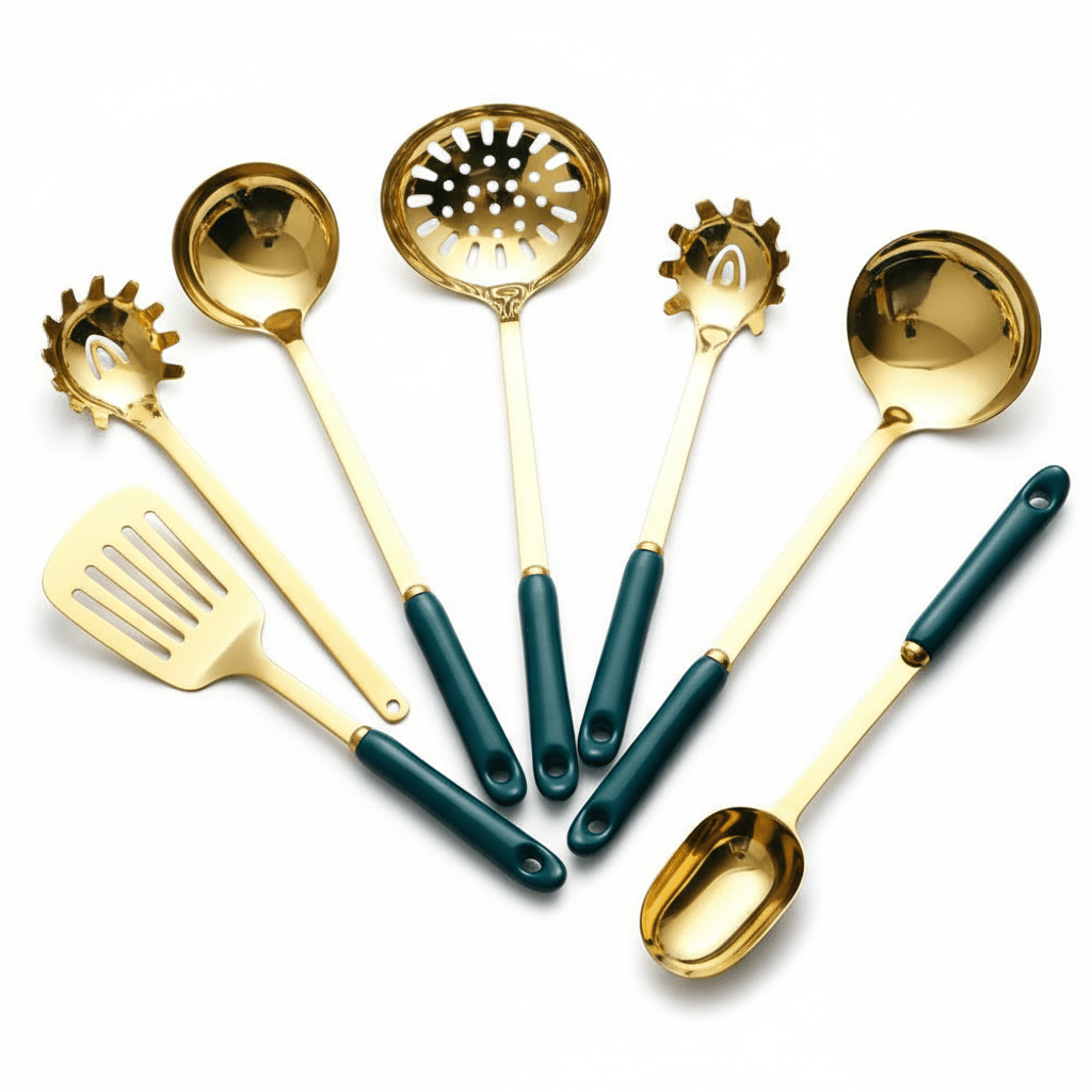 Aurelia Luxe Stainless Steel Utensil Set – Elegant Golden Finish for Modern Kitchens - All Around Casa