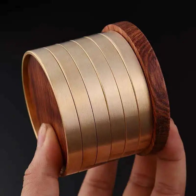 Aurelia Luxe Wooden Coaster Set with Golden Detail for Elegant Living - All Around Casa
