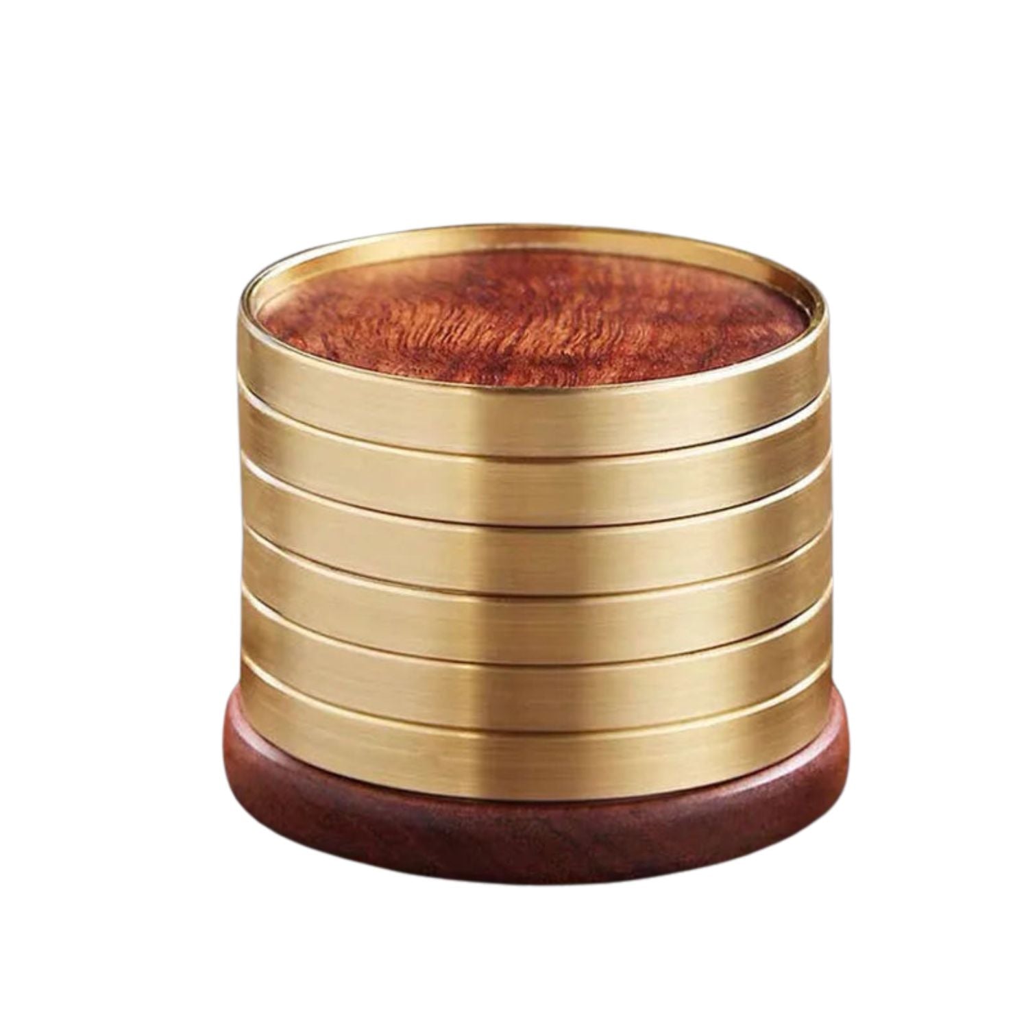 Aurelia Luxe Wooden Coaster Set with Golden Detail for Elegant Living - All Around Casa