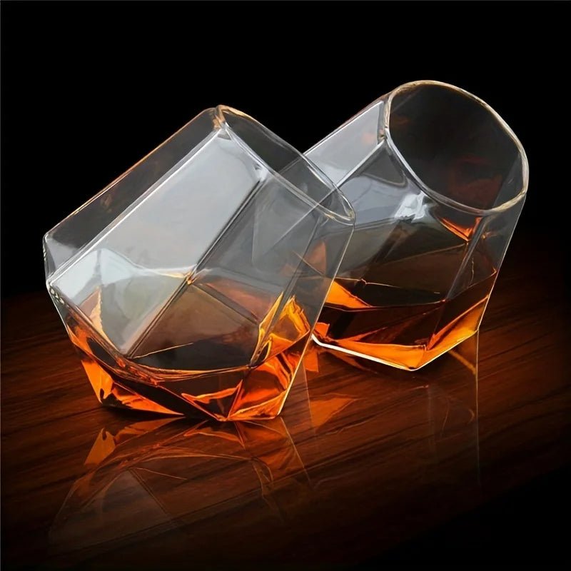 Aureum Tilted Crystal Whiskey Glass – Elegant Swirl Design for Refined Tasting - All Around Casa