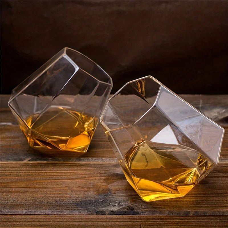 Aureum Tilted Crystal Whiskey Glass – Elegant Swirl Design for Refined Tasting - All Around Casa