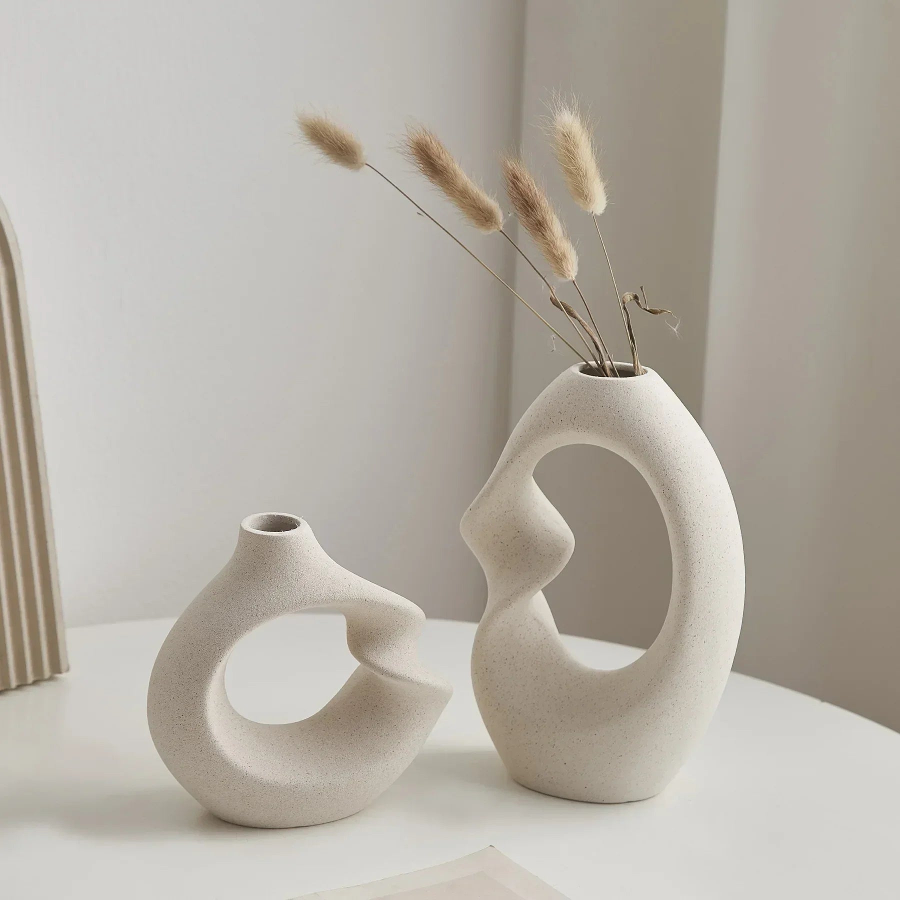 Aurevia – Elegant Ceramic Vase Duo with Modern Sculptural Charm - All Around Casa