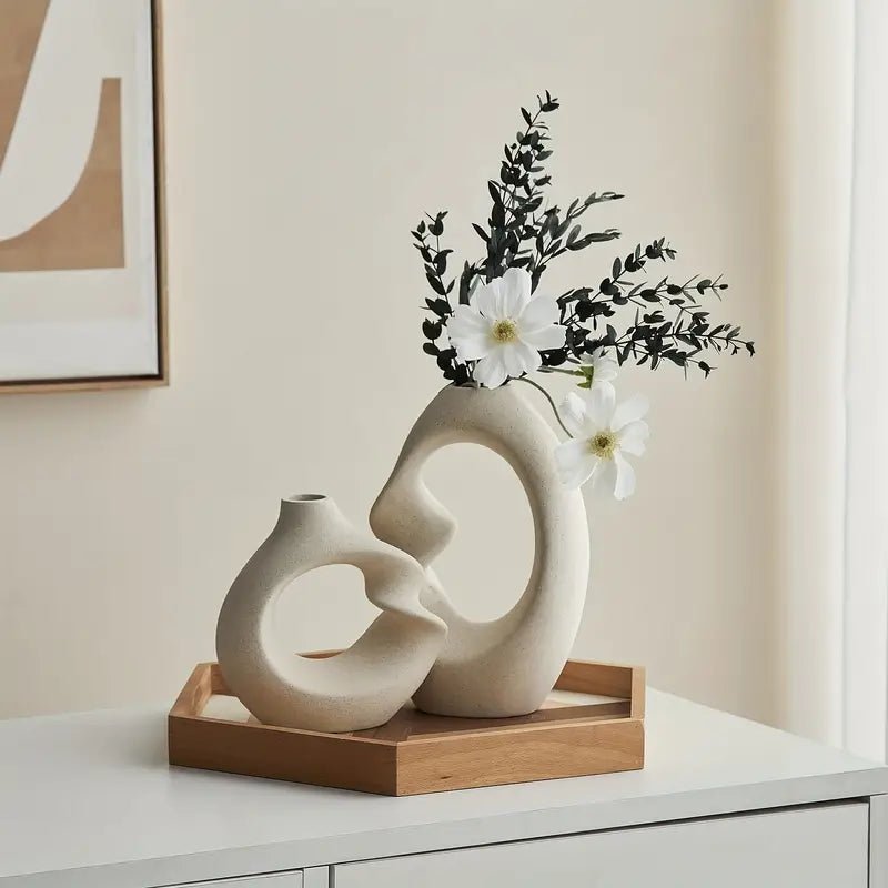 Aurevia – Elegant Ceramic Vase Duo with Modern Sculptural Charm - All Around Casa