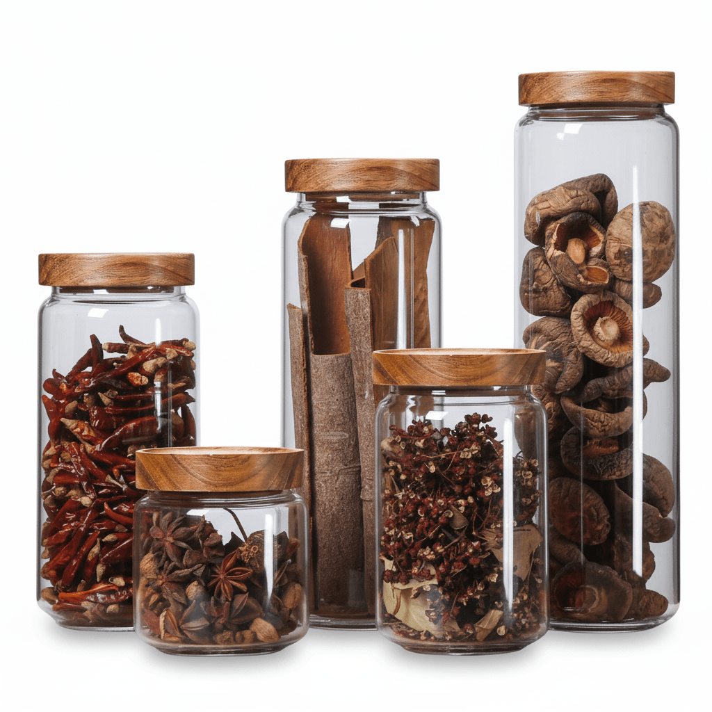 AuriCasa Elegant Glass & Acacia Storage Jars – Airtight Kitchen Organizers for a Refined Pantry - All Around Casa