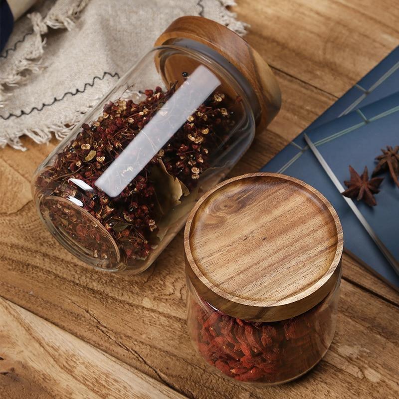 AuriCasa Elegant Glass & Acacia Storage Jars – Airtight Kitchen Organizers for a Refined Pantry - All Around Casa