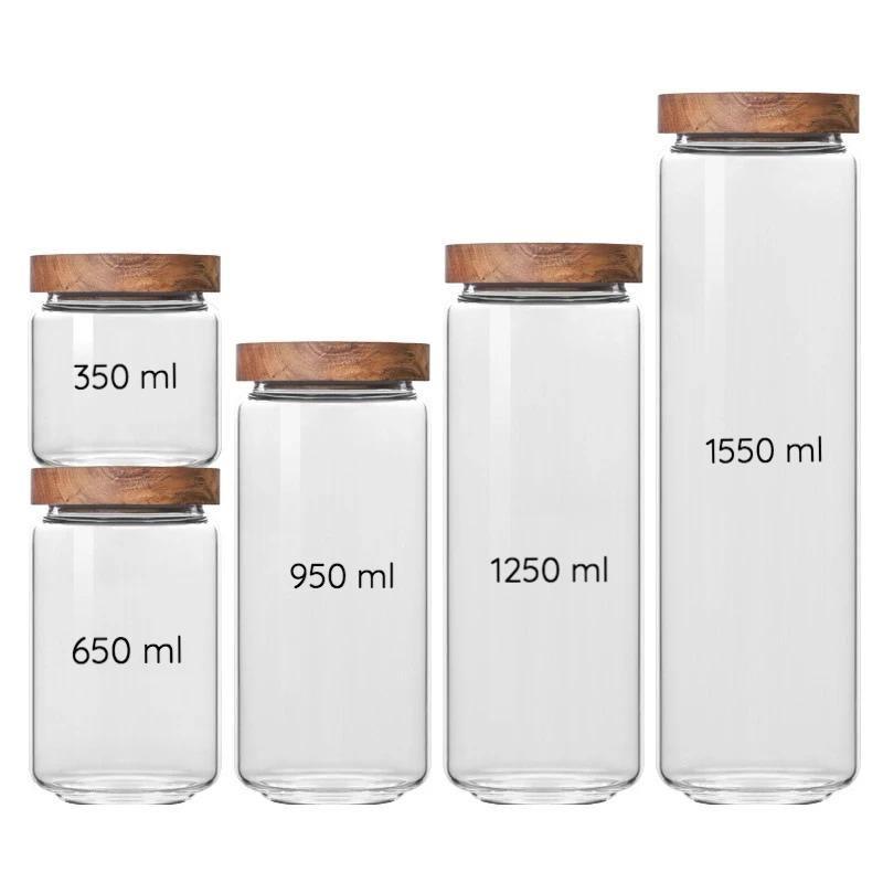 AuriCasa Elegant Glass & Acacia Storage Jars – Airtight Kitchen Organizers for a Refined Pantry - All Around Casa
