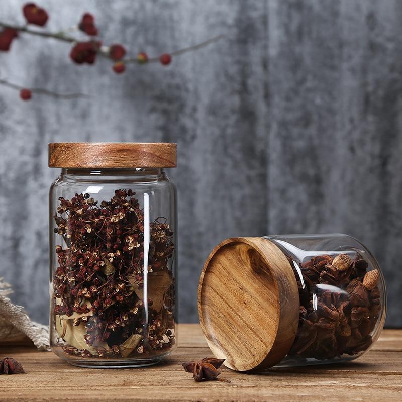 AuriCasa Elegant Glass & Acacia Storage Jars – Airtight Kitchen Organizers for a Refined Pantry - All Around Casa