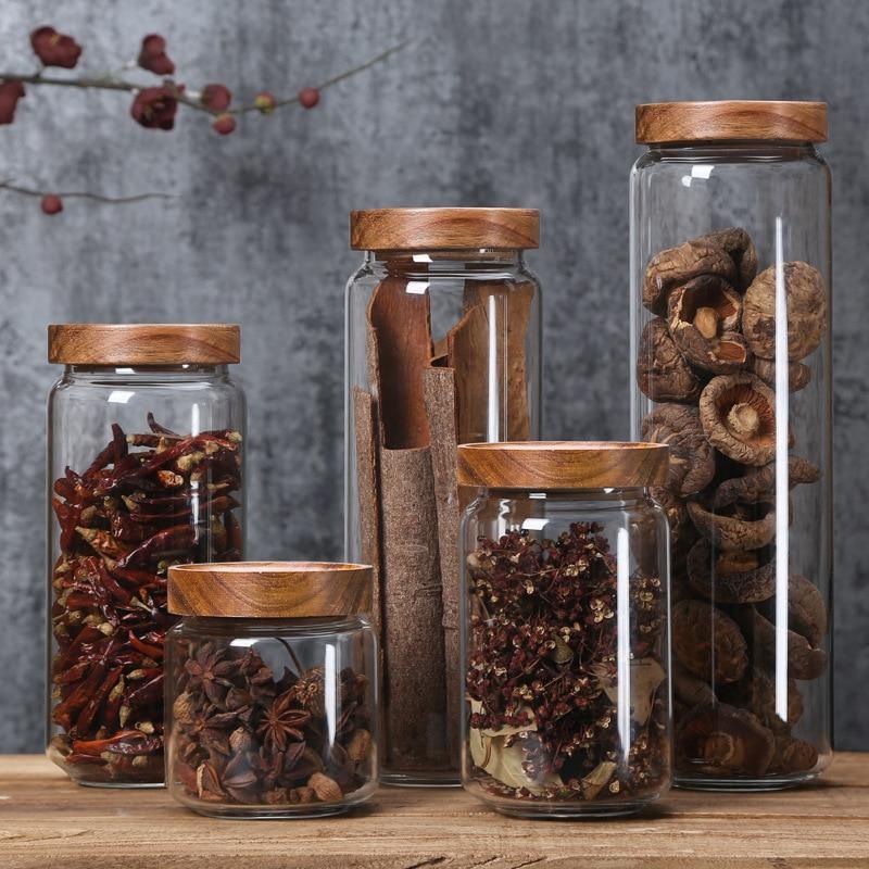 AuriCasa Elegant Glass & Acacia Storage Jars – Airtight Kitchen Organizers for a Refined Pantry - All Around Casa