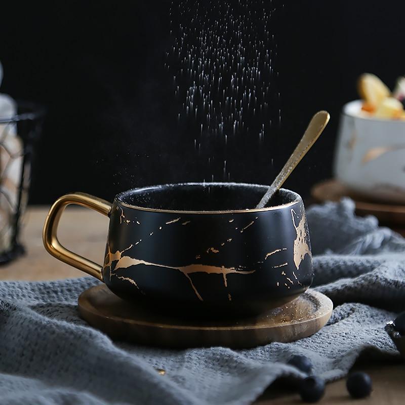 AuricMist Elegant Ceramic Mug with Contemporary Gold Accents for Modern Dining - All Around Casa