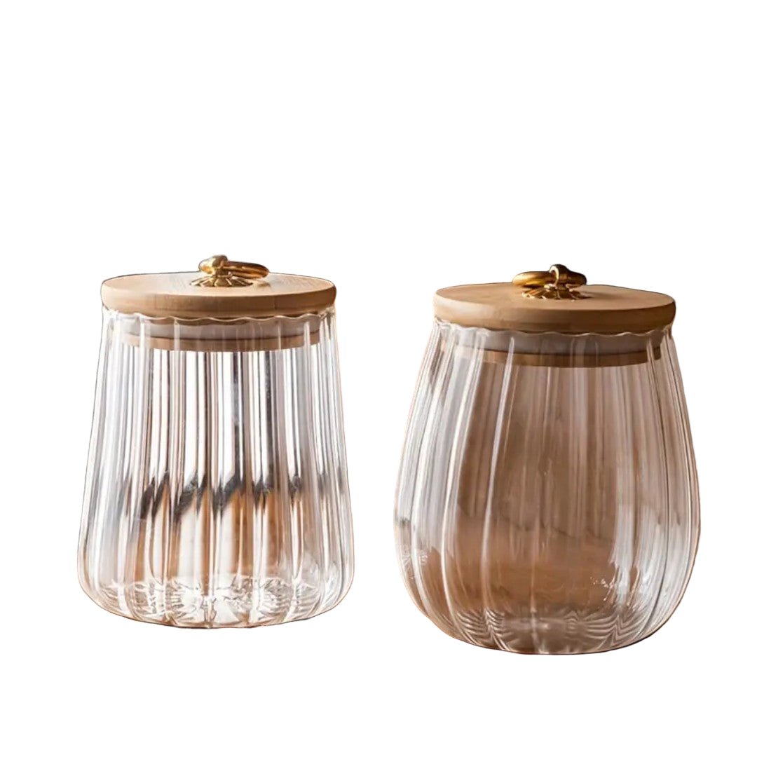 Aurora Essence Glass Tea Jar – Elegant Nordic Storage with Wooden Lid - All Around Casa