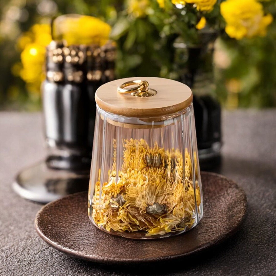 Aurora Essence Glass Tea Jar – Elegant Nordic Storage with Wooden Lid - All Around Casa