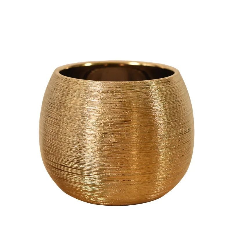 Aurora Gilded Ceramic Planter – Elegant Accent for Modern Interiors - All Around Casa