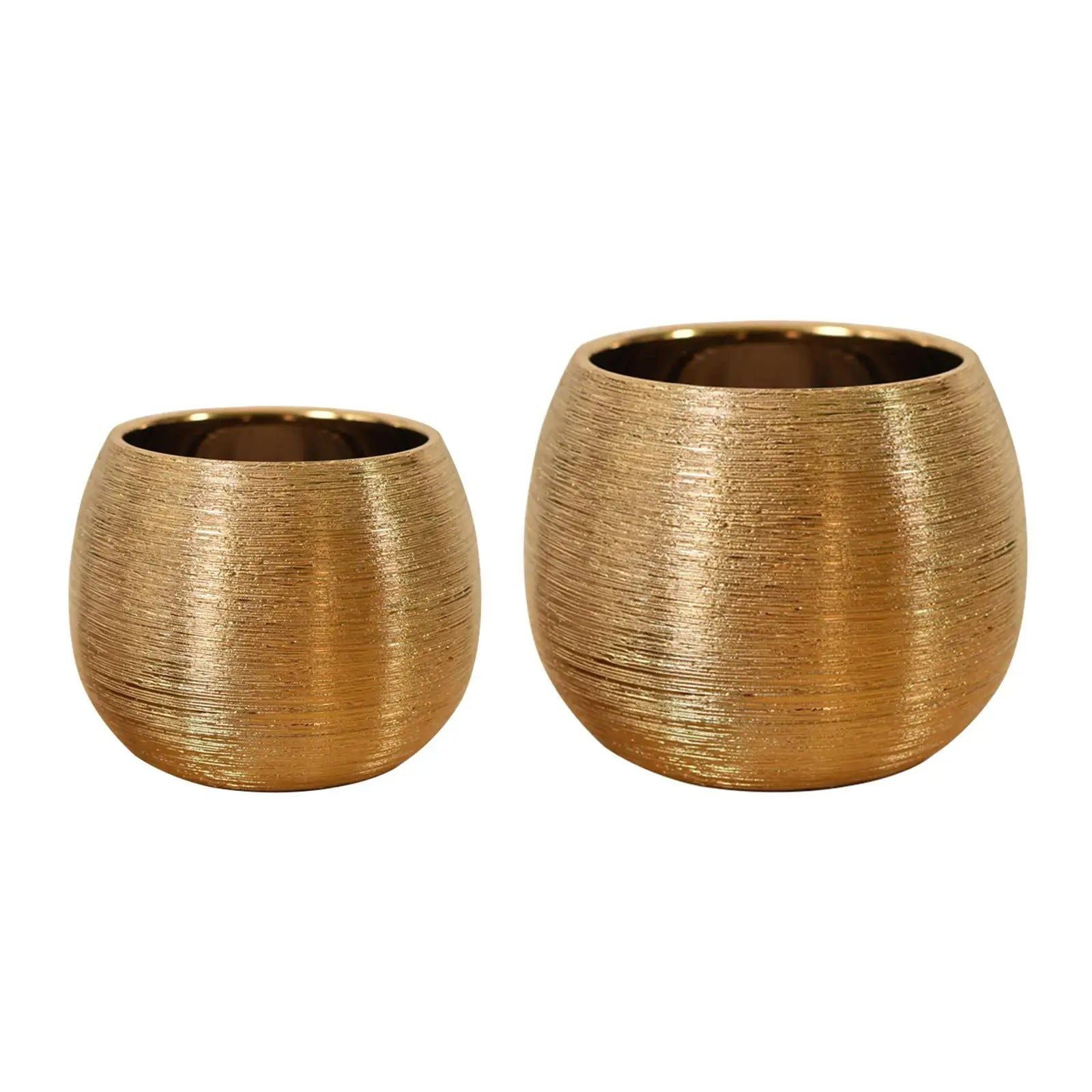 Aurora Gilded Ceramic Planter – Elegant Accent for Modern Interiors - All Around Casa