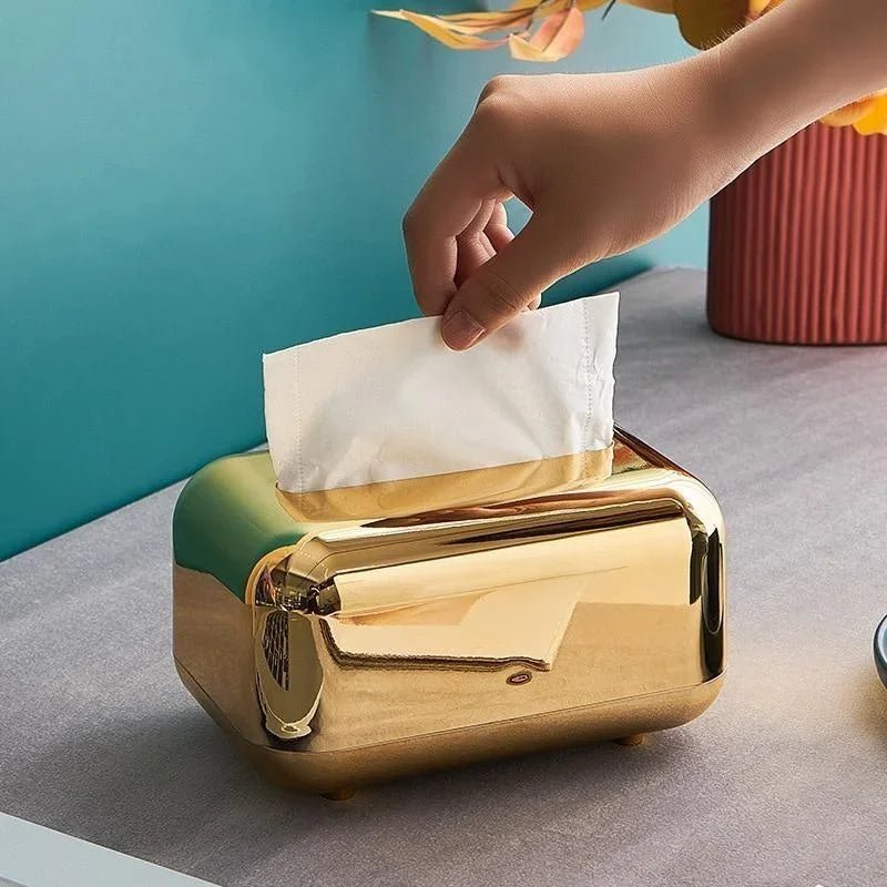 Aurora Luxe Tissue Dispenser – Elegant Gold & Silver Accent for Modern Interiors - All Around Casa