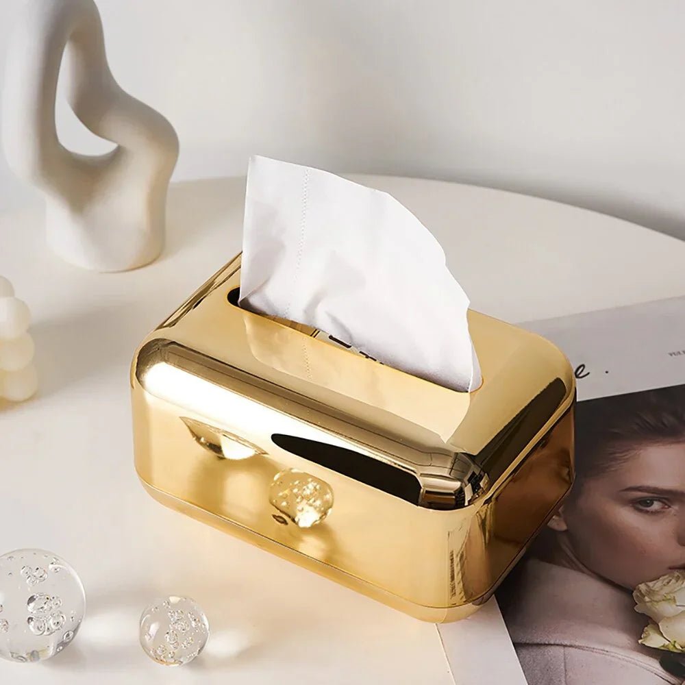 Aurora Luxe Tissue Dispenser – Elegant Gold & Silver Accent for Modern Interiors - All Around Casa