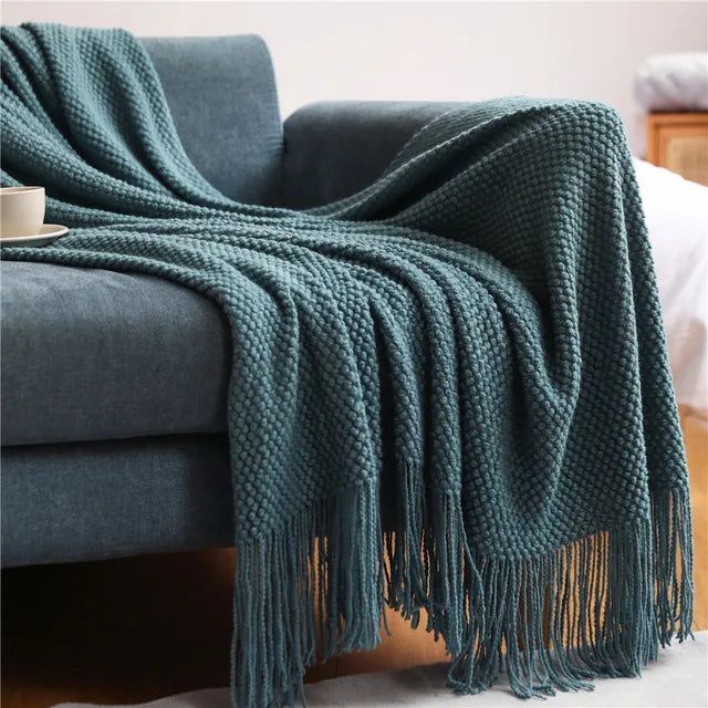 Aurora Weave Luxe Knitted Blanket for a Warm, Sophisticated Home - All Around Casa